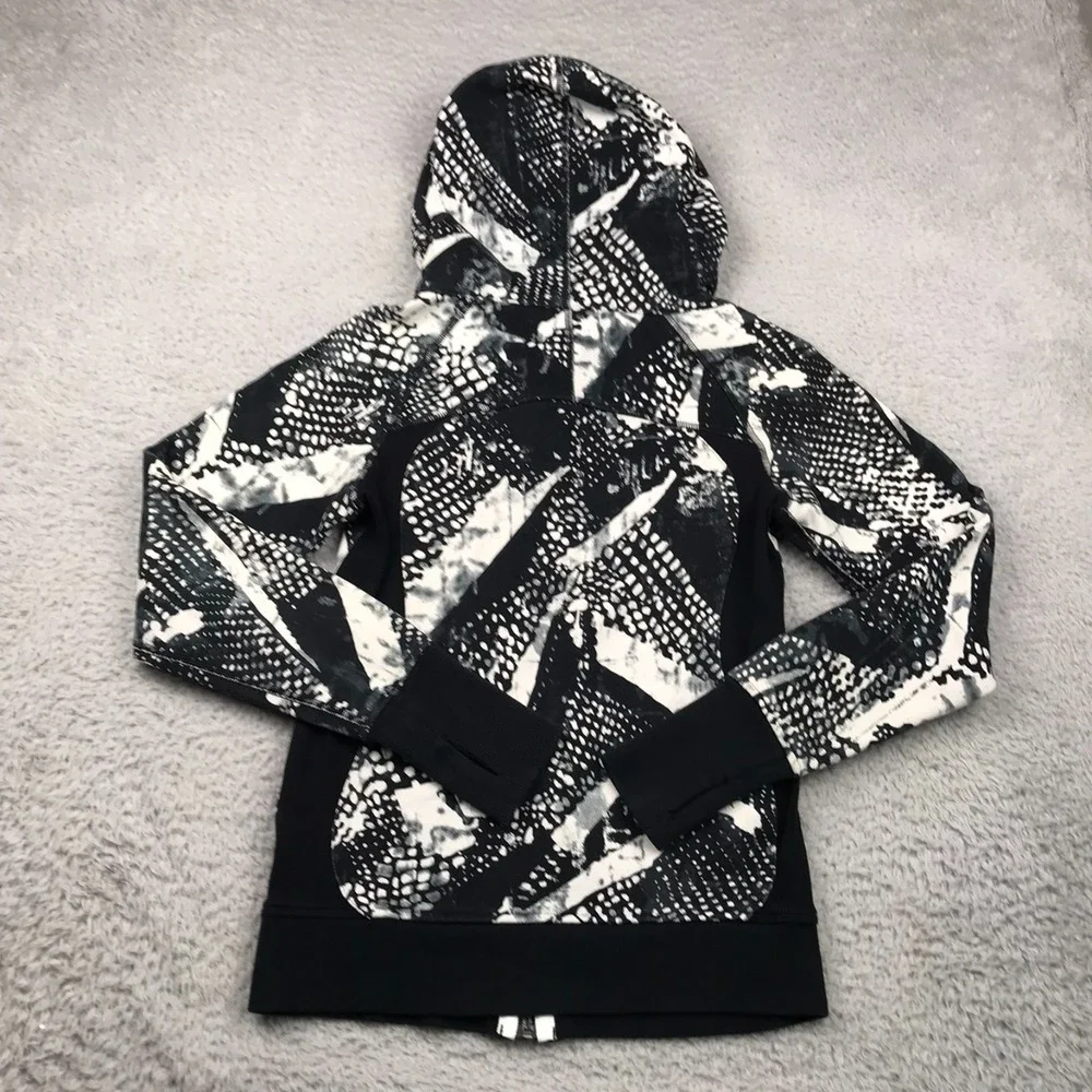 Lululemon Scuba Hoodie III Womens 4 Static‎ Mist B/W Full Zip Sweater Jacket